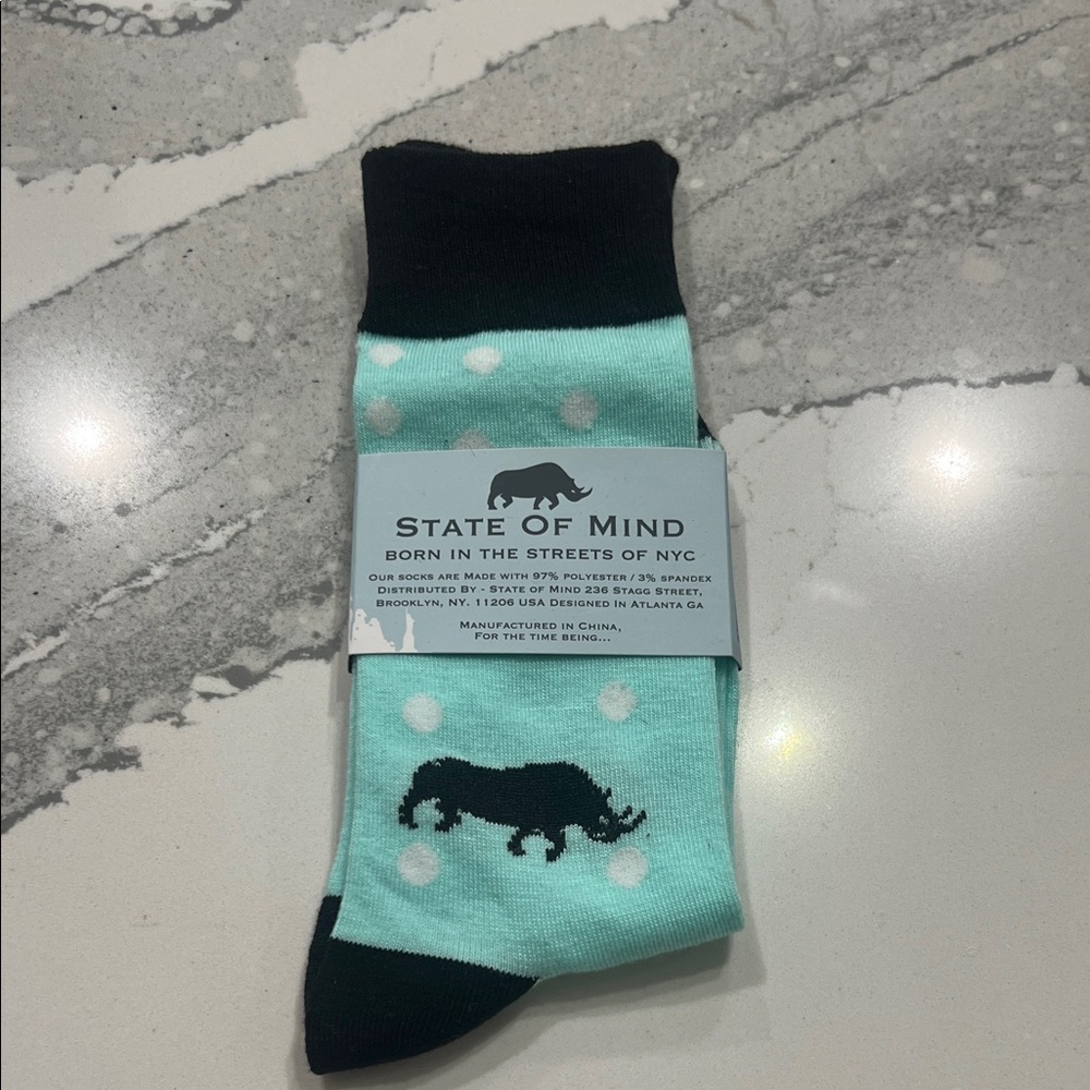State of Mind Aqua and Black‎ Polka Dot Socks